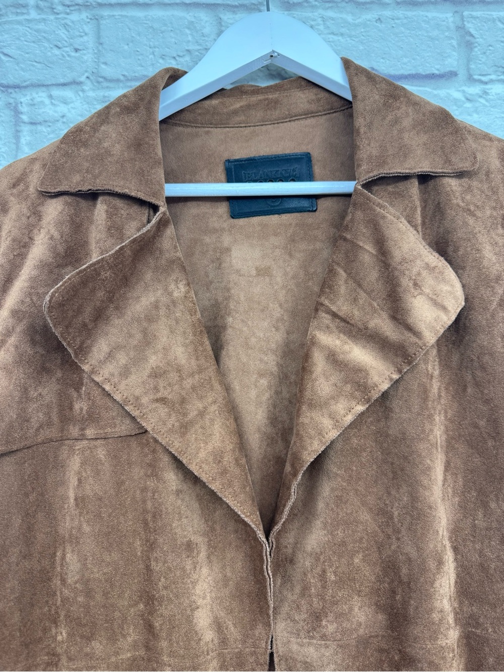 Blank NYC Faux Suede Duster Coat Size S Brown Western Boho BELT MISSING - Picture 2 of 15